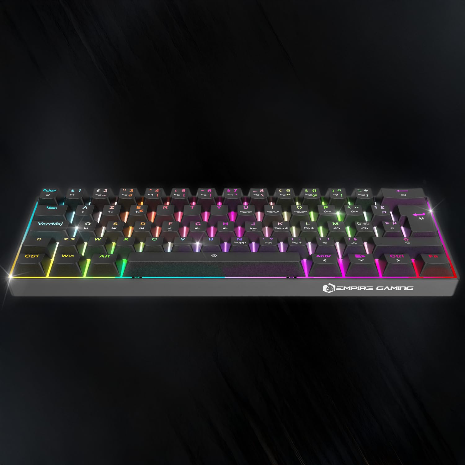 EMPIRE GAMING - K246 Clavier Gaming sans Fil Compact TKL 65% WiFi Type-C - Switches Mécanique MX Red (FR-AZERTY) - pour PC/PS4/PS5/Xbox - Rétroéclairage RGB - 62 Touches