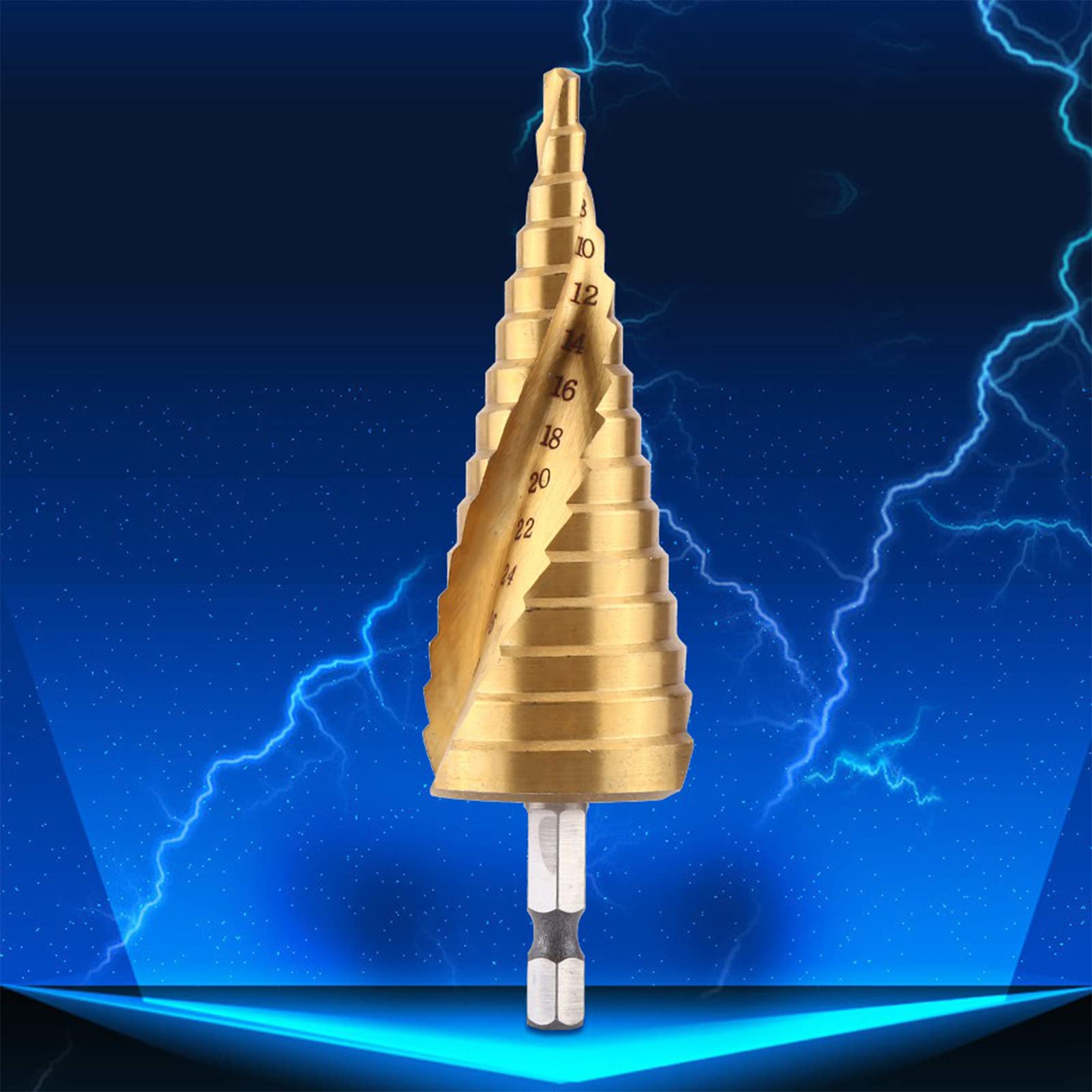 Step Drill Bit High Speed Steel Cone Drill Bit Titanium Coated Spiral Flute Hex Shank 4-32mm - Image 3