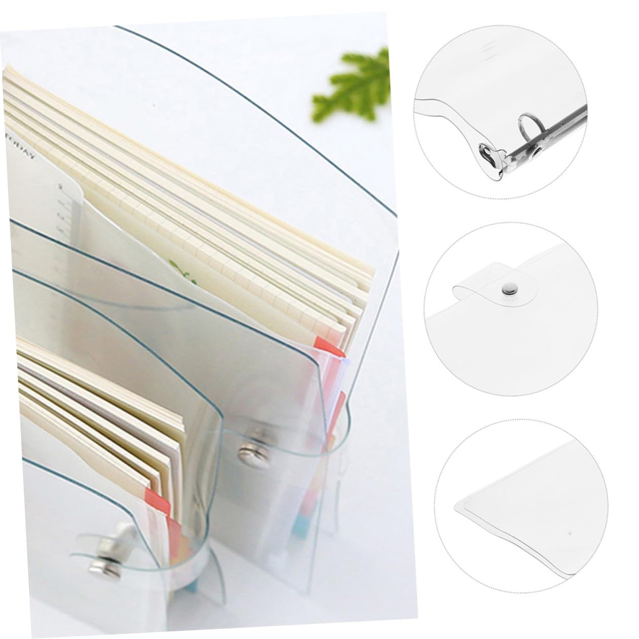 3 Stück Transparente Ringbuch Ordner Teiliges mit Kreativem Knopfverschluss Multifunktionale Dokumentenmappe für Büro Schule und Zuhause Robuster Organizer für Effiziente Ablage