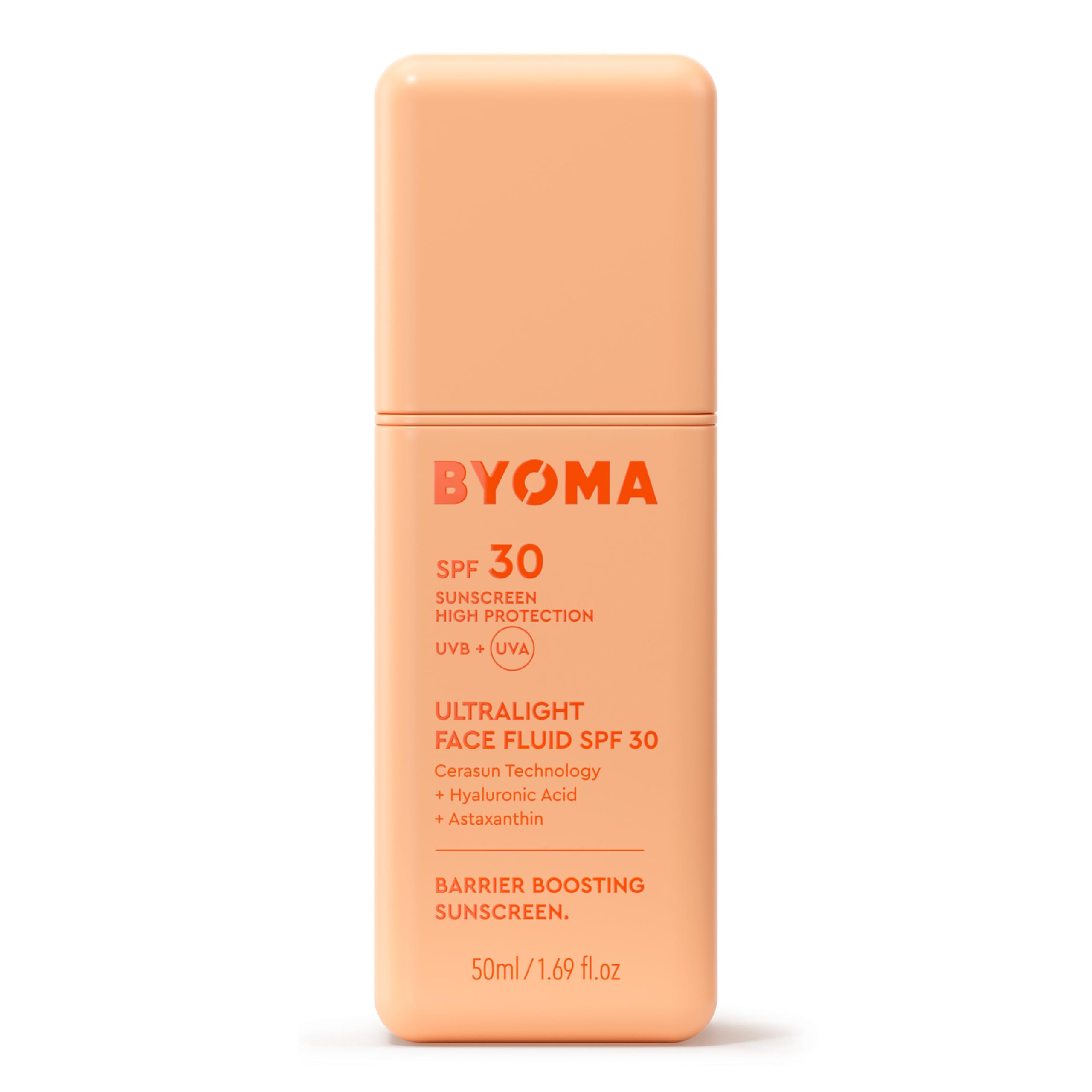 BYOMA SPF 30 Face Fluid (50ml) Ultra-Lightweight Facial Sunscreen with UVA/UVB Protection, Luminous Glow, No White Cast