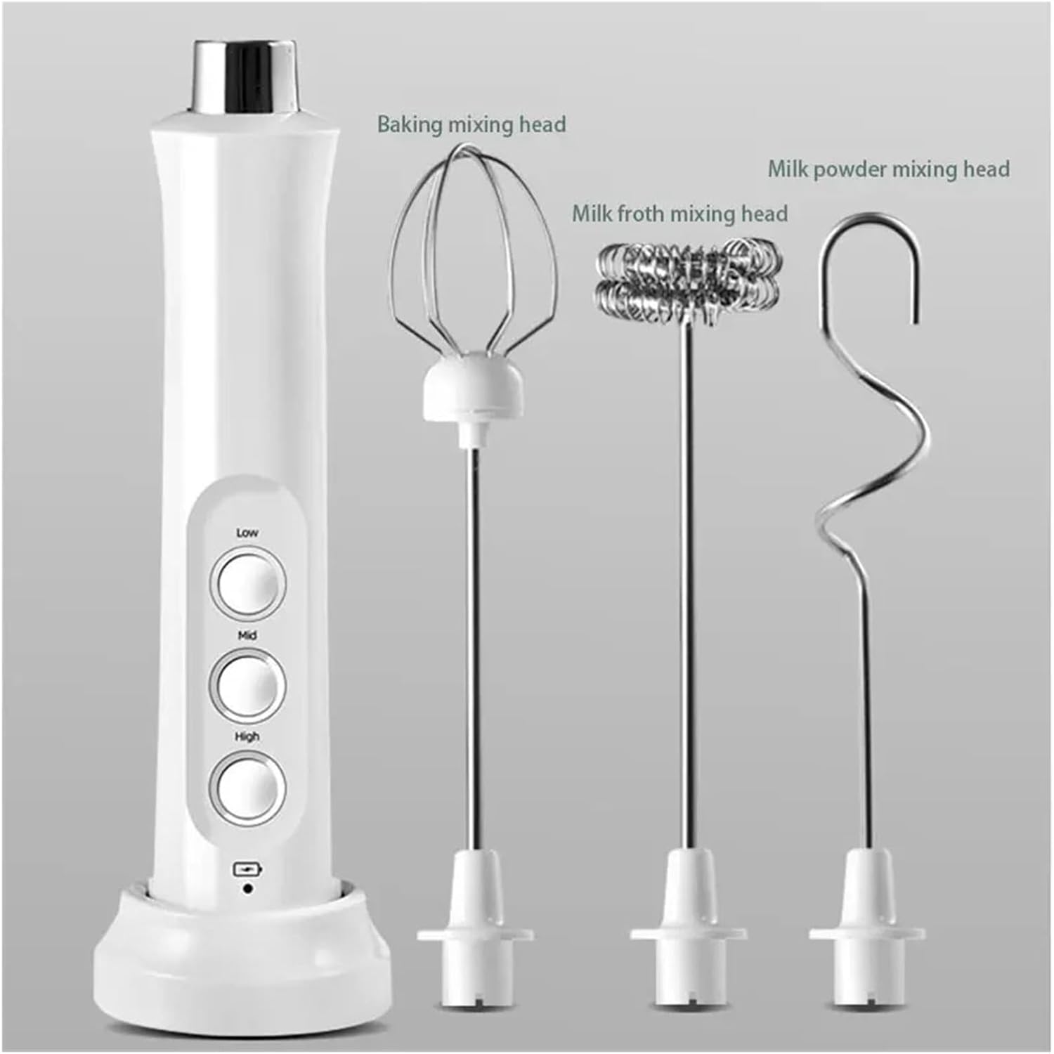 Electric Milk Frother Frothing Machine Handheld Frother High Speed ​​Drink Blender Coffee Frothing Wand 3 in 1 Portable Rechargeable(Black)