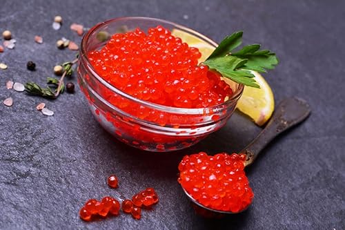 Miniatura 5 de Red Pearl - 2 caviar de salmón rojo – Huevas de salmón de Alaska – Caviar ligeramente salado en lata de 1 libra o 16.01 oz (viene con cuchara de