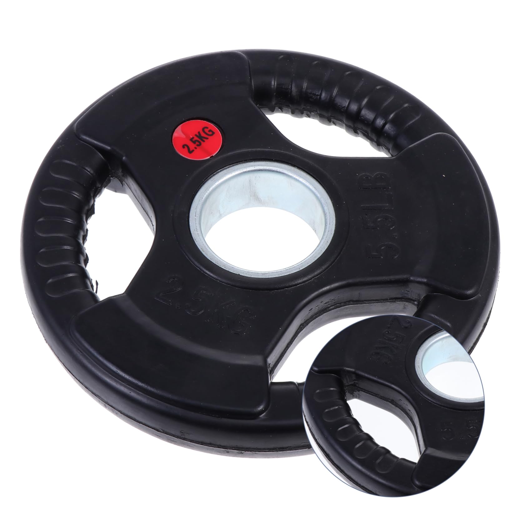 Disco de Pesas Barra Negro 2,5kg Hierro Goma Tres Orificios