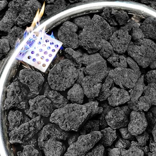 NUPICK 10lb Black Lava Rocks for Fire Pit, 1/2'-2' Volcanic Rock for Fireplace Indoor Outdoor, Lava Stone for Natural Gas & Propane Systems, Fire Glass Base Layer, Fire Bowls, Landscaping, Plants