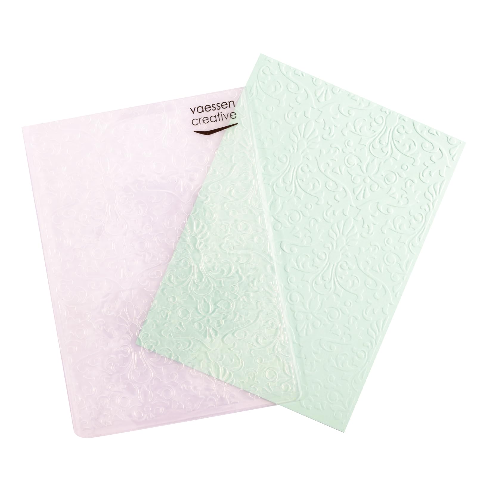 Vaessen Creative Carpeta de Embossing, Damasco 14,6 x 10,8 x 0,5 cm, 1 pieza, para Tarjetas de Cumpleaños, Tarjetas de Nacimiento, Tarjetas de Navidad y Manualidades con Papel