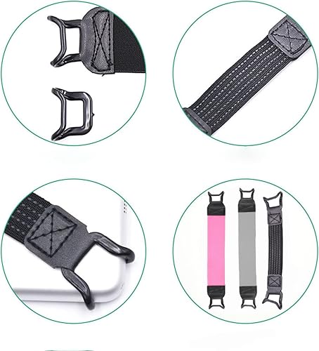 Miniatura 4 de Paquete de 2 correas de mano ajustables para tablet, alta elasticidad, operación con una sola mano, soporte sin caídas (rosa)