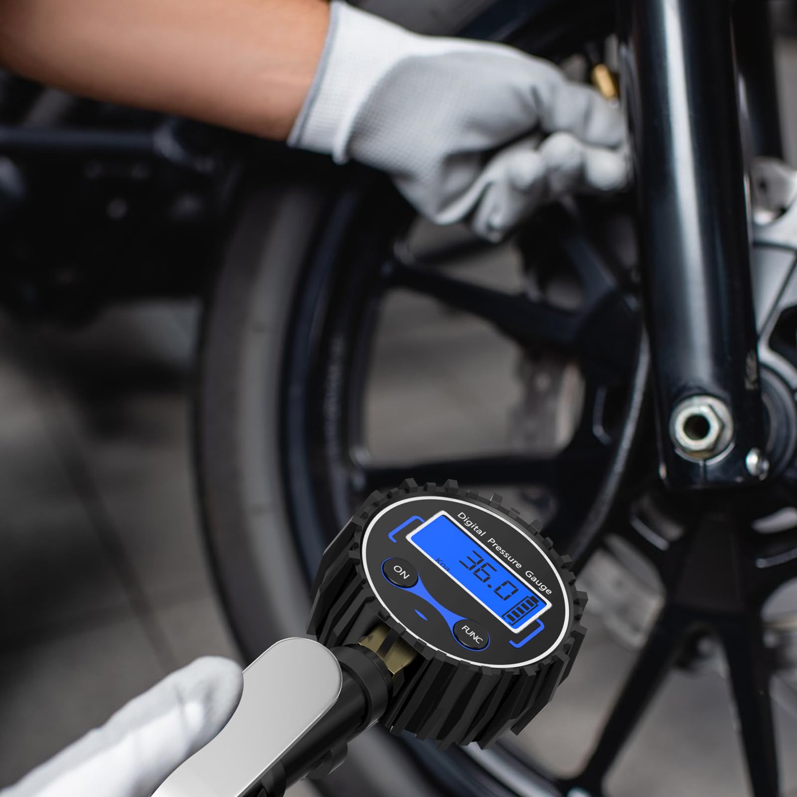 Gvolatee manometro pressione gomme professionale, 200 PSI Alta Precisione pistola gonfiaggio pneumatici con Tubo, attacco compressore auto, 4 Unità di Misura, per Camion Auto Moto Biciclette