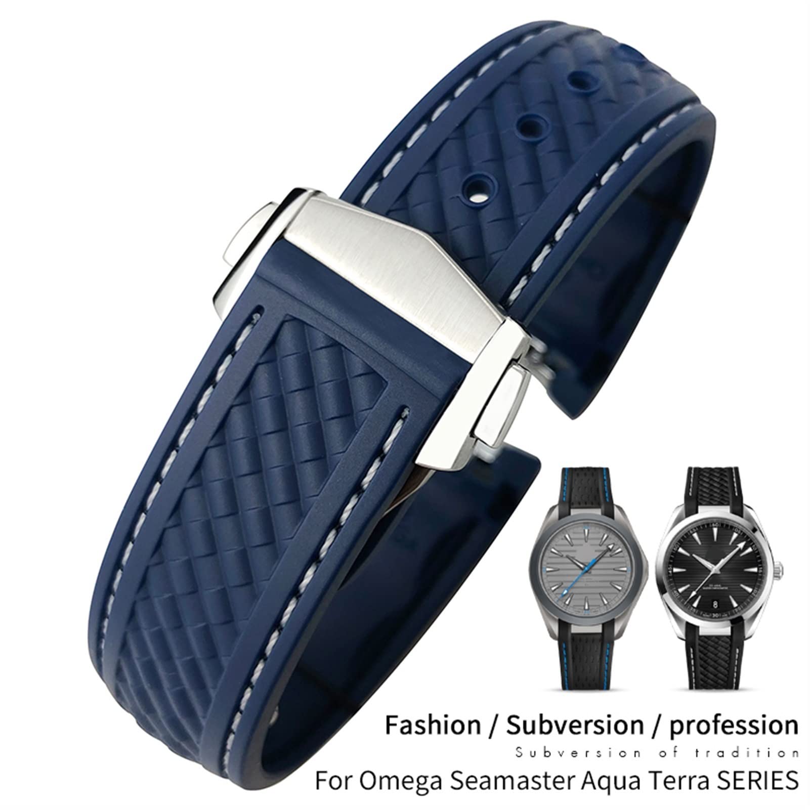 20mm Gummi Silikon Uhrenarmband Fit Für Omega Seamaster 300 AT150 Aqua Terra Ultra Light 8900 Stahl Schnalle Uhrenarmband Armbänder
