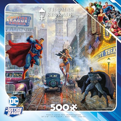 Ceaco 2415-22 Thomas Kinkade - Dc Comics - Justice League - Batman, Superman, And Wonder Woman: The Trinity - 500 Piece Jigsaw Puzzle thumb #1
