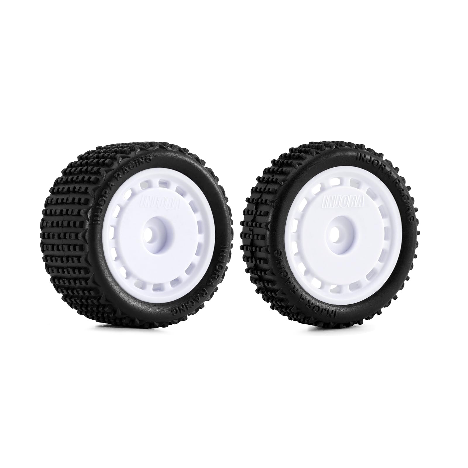 INJORA Pre-mounted Pin Buggy Tires & Wheels for 1/24 Losi Micro-B,4pcs, White, 34*11mm, 35*17.8mm - Image 4