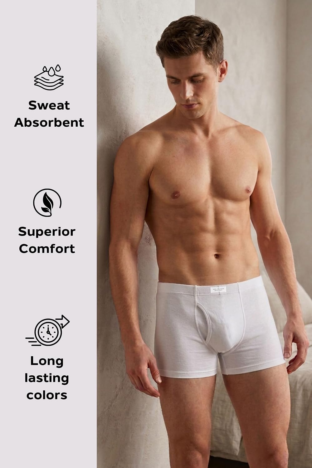 Van Heusen Men Boxer Briefs - 100% Combed Cotton - Anti Bacterial, Colour Fresh, Moisture Wicking_10031_White_XL 1
