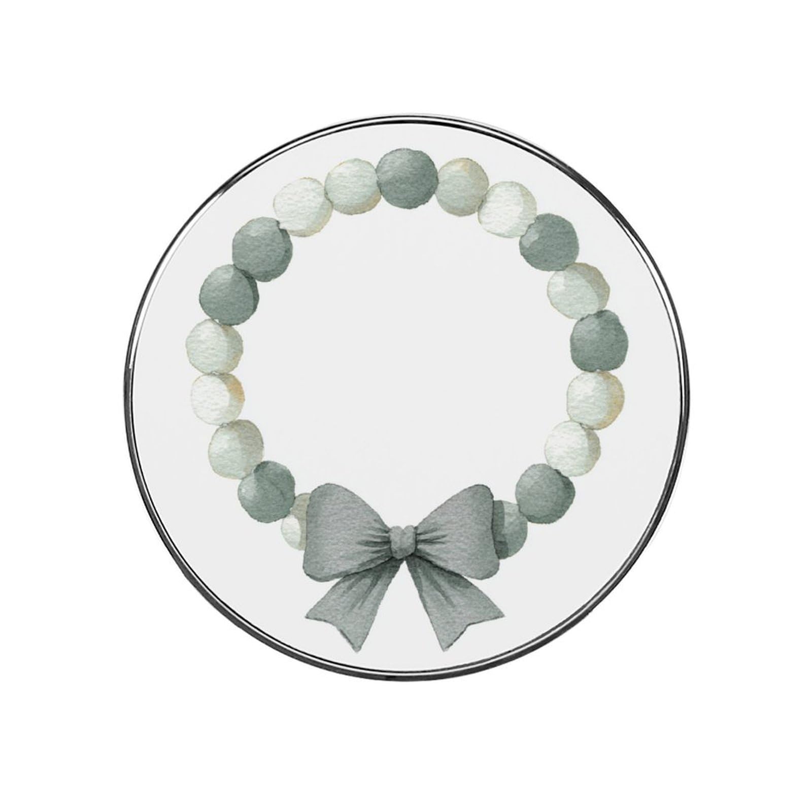 Circular Garland with A Large Green Bow Fridge Magnets DIY Art Round Magnetic Refrigerator Sticker for Home Kitchen Car Garage Decor