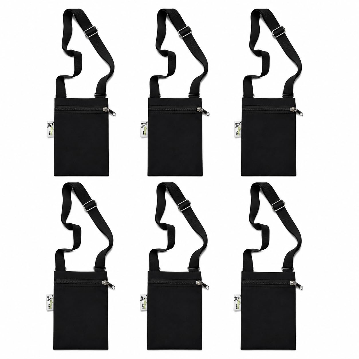 Black Premium Canvas Mobile Pouch with Zip – (Set of 6) | Stylish Crossbody Phone Bags for Travel, Office, DIY Craft, Painting & Daily Essentials-image-8