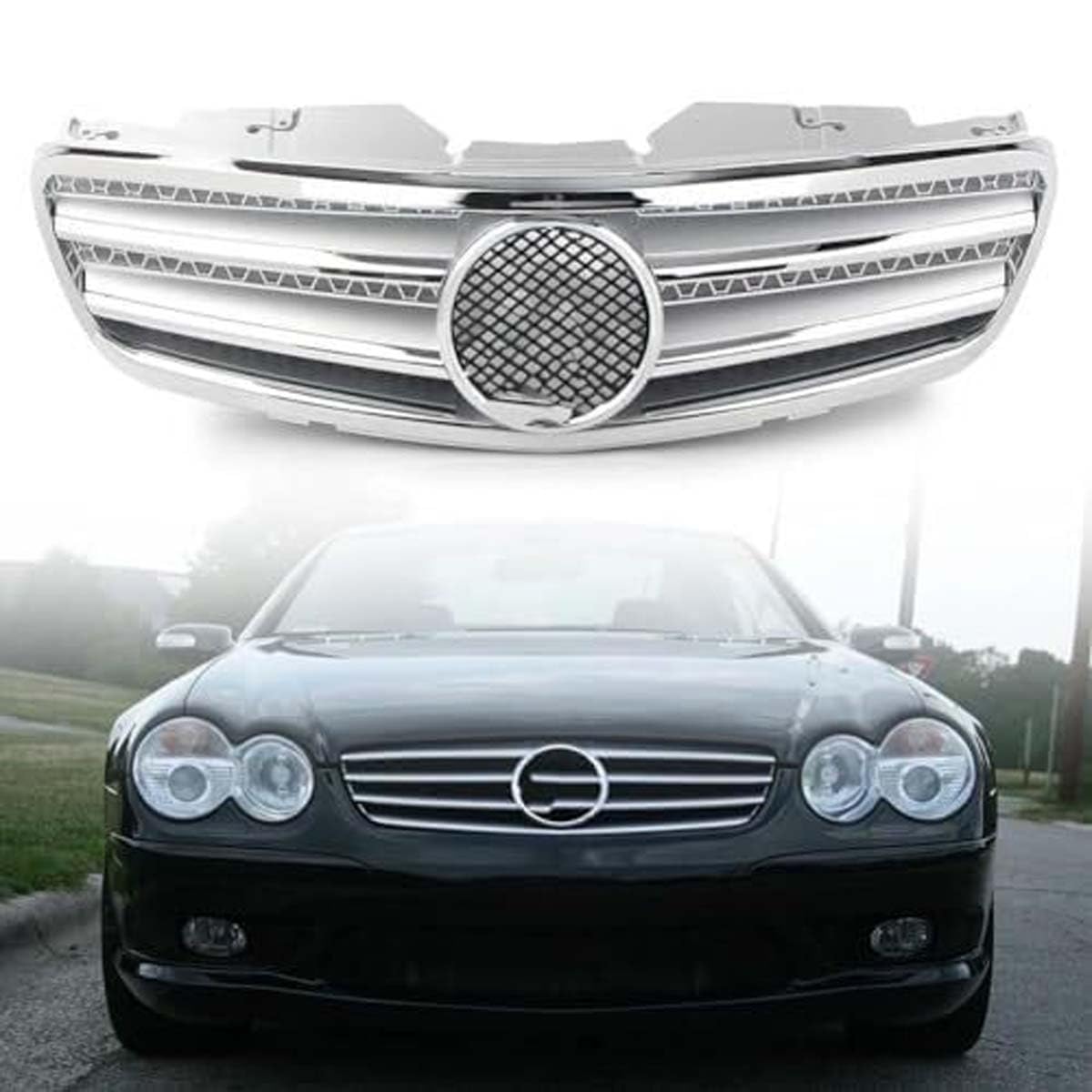 ZcsfcpA Front grille,Compatible with Mercedes-Benz SL-Class R230 SL500 SL600 SL550 W230 2003-2006,Front grille parts