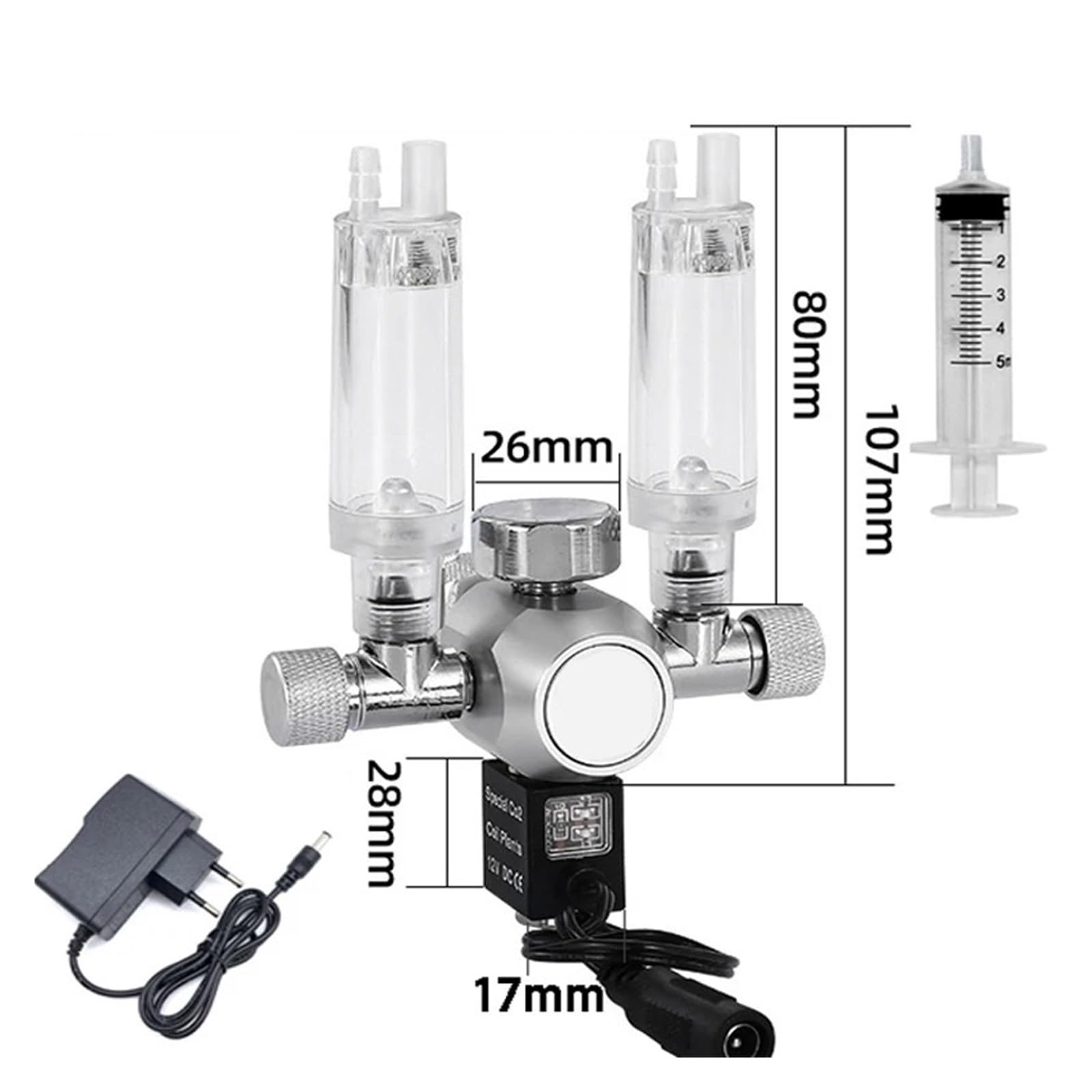 Válvula Reductora de co2 DIY for Acuario, medidor Burbujas Doble Salida, Control Tanque, válvula reguladora(G3-4)