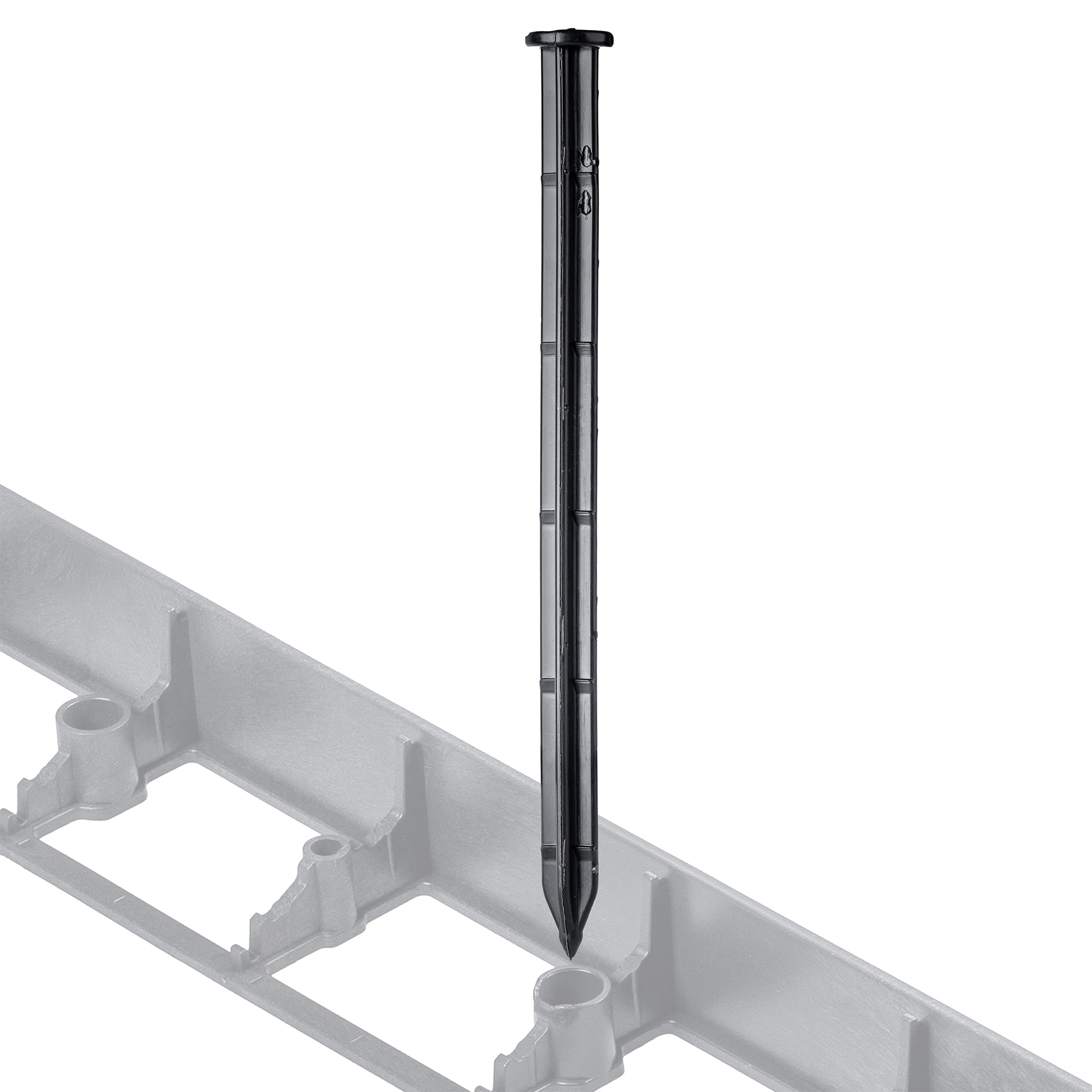 KADAX Anclajes de plástico para montaje de tierra, 25 cm, anclajes de plástico para el suelo, anclajes con puntos, anclajes de plástico para bordes y rejillas de césped (negro, redondo, 200 unidades)