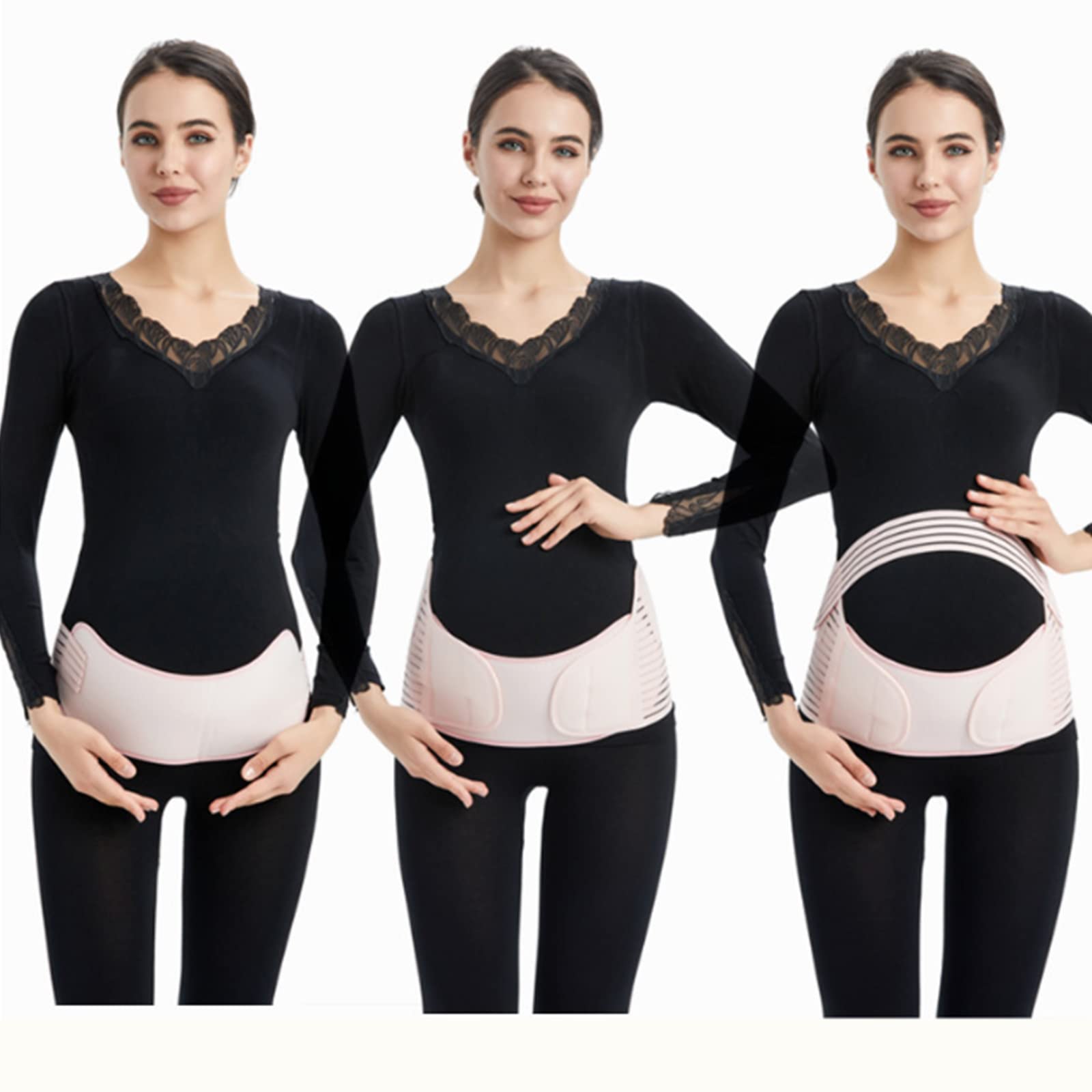 BATLAM 3-in-1-Bauchbänder für Schwangere, Schwangerschaftsstützbandage, atmungsaktive und verstellbare Mutterschaft (PINK, M, L, XL, XXL)