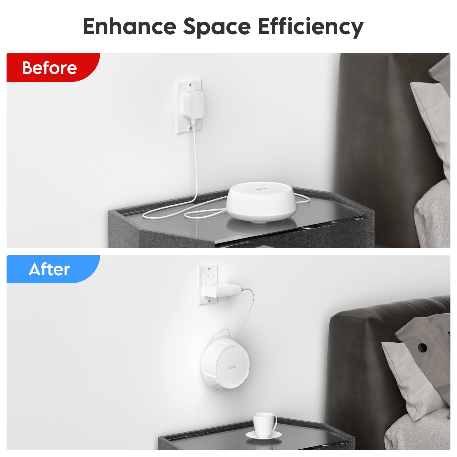 XLTTYWL Deco - Kit de montaje en pared WiFi 7, Deco BE23/BE25/BE3600/BE5000, soporte de montaje en enrutador optimiza el espacio y la gestión de cables para TP Decos 7 sistema Wi-Fi de malla WiFi 7 de