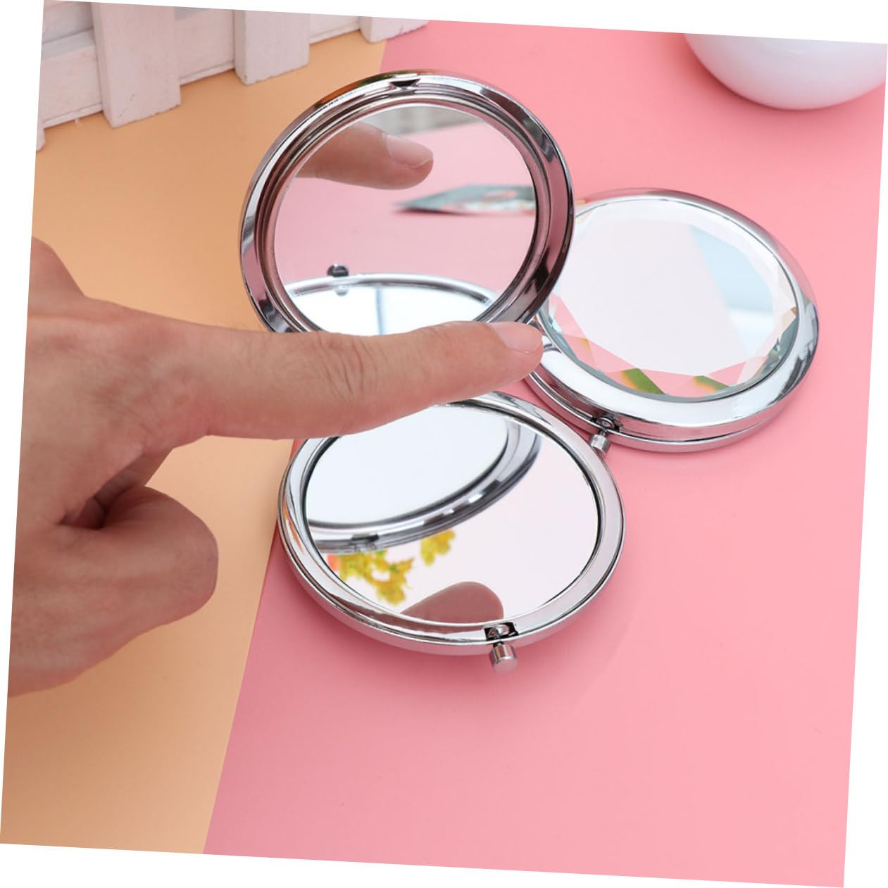 10 Pezzi da Doppio Compatto Specchietto Portatile da Viaggio Design e Resistente per Borsa e Quotidiano