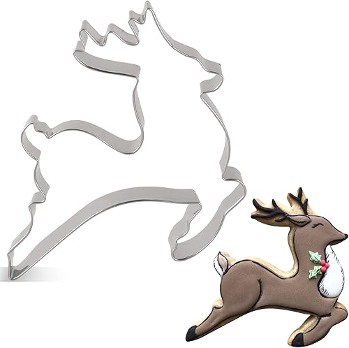 Miniatura 9 de LILIAO Cortador de galletas de reno de Navidad, 3.9 x 4.3 pulgadas, acero inoxidable