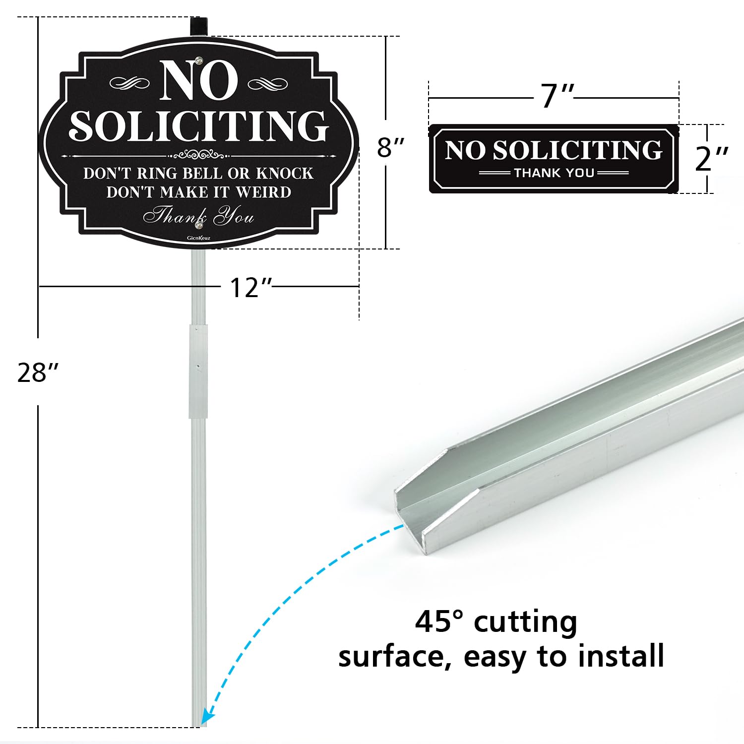 Cartello 'No Soliciting' Per Casa Con Paletto – 28x68,6 Cm, In Metallo Resistente, Alto Visibilità, Perfetto Per Cortile E Giardino (Benvenuto)