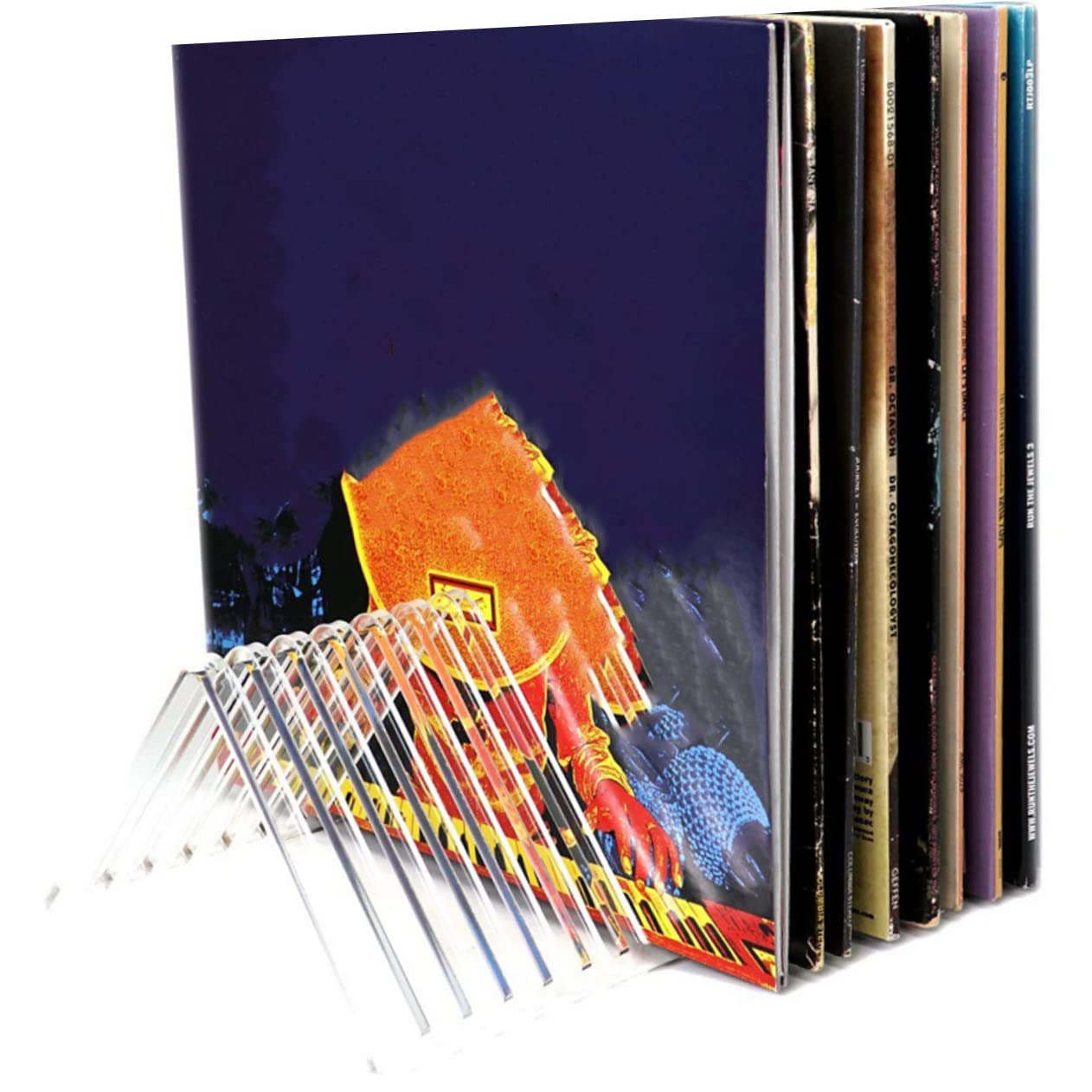 Supporto per Vinili in Acrilico Trasparente Organizer con Slot Multipli per Dischi e Libri CD Stabile e Ufficio Mensola per Vinili