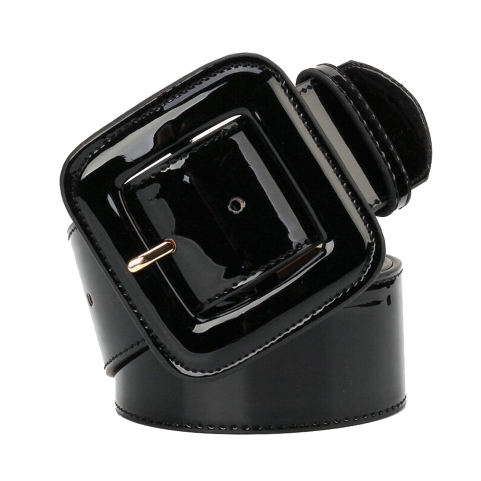 Stevenurr Women's Black Wide Belt Dress Belts 103Cm Patent Leather Waist Belt Dress Belt For Clothing Accessories,