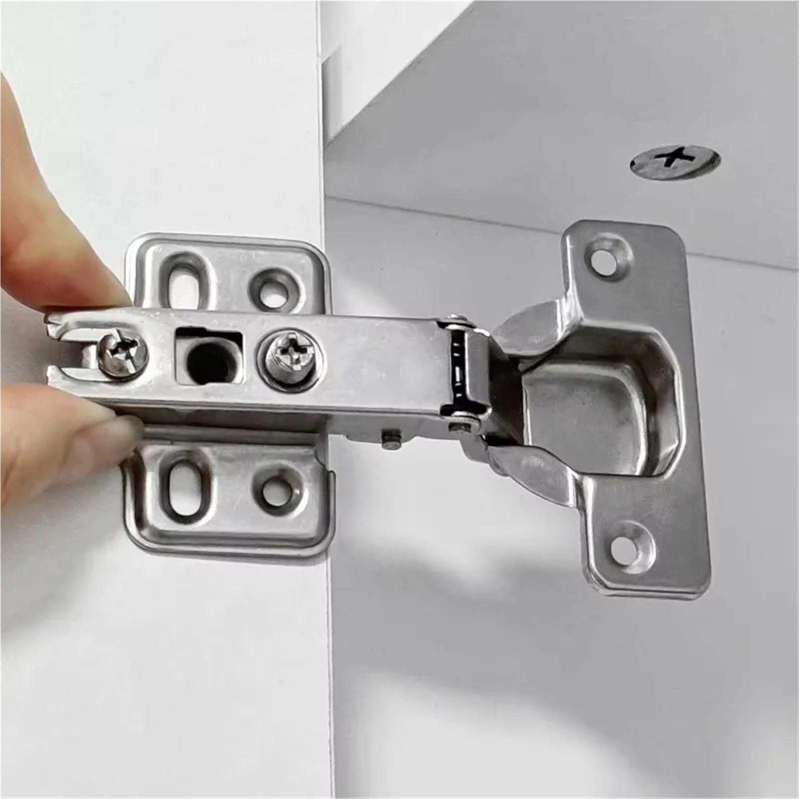 Schrankscharniere aus Edelstahl, nicht hydraulisch, versteckt, geschlossen, leise, Schrankscharniere mit Schrauben für Schrankmöbel (10 Sets)