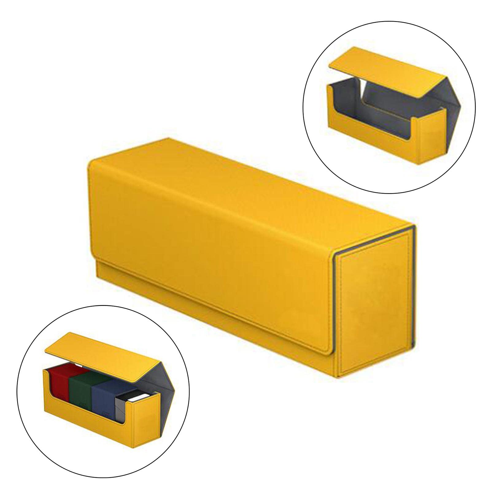 2 zestaw dużych etui na karty do gier standardowy rozmiar na 400+ kart z rękawami żółty