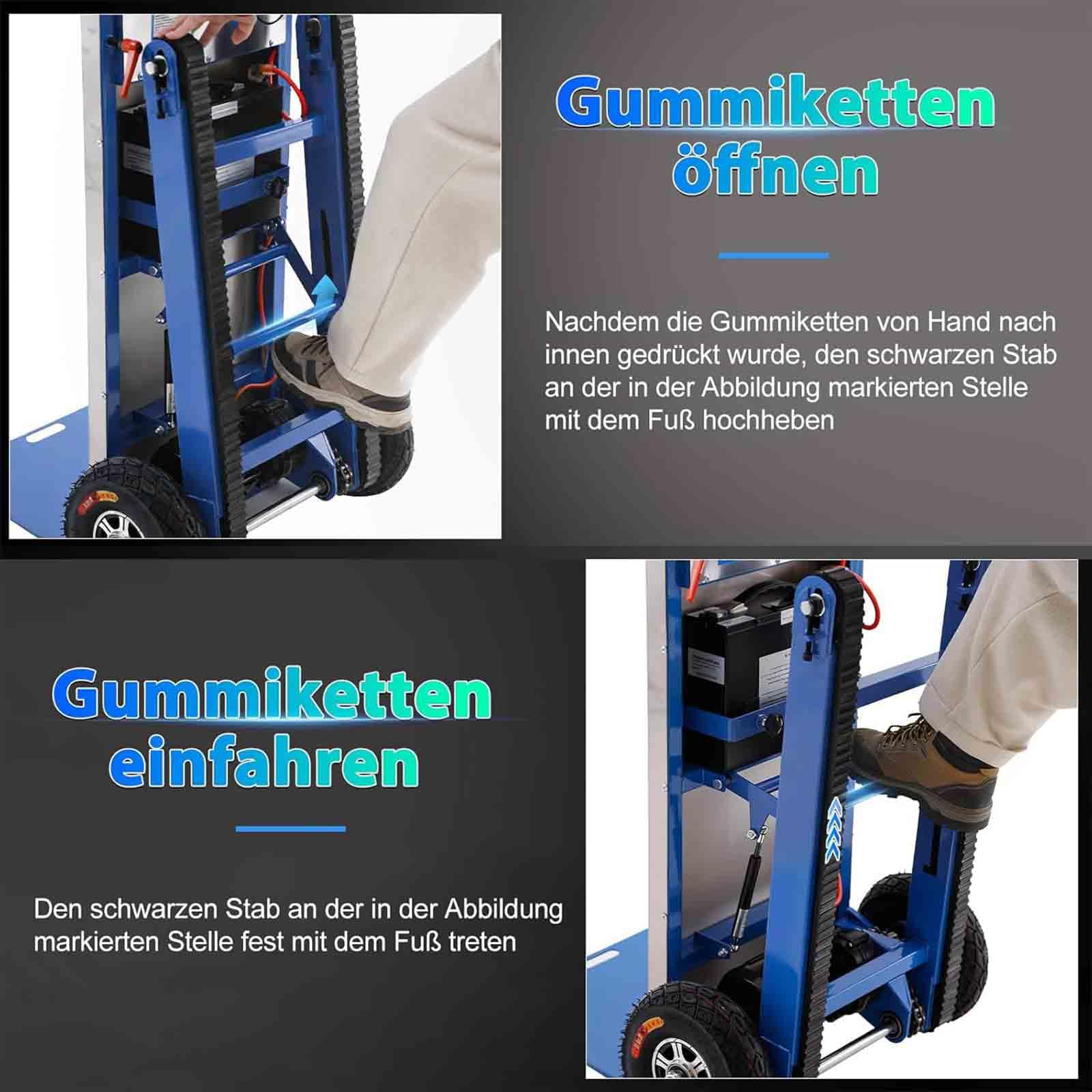 Carrello Elettrico da 1200 W, scaletta elettrica con capacità di carico di 880 lbs, con Batteria Rimovibile, con Corda di Sicurezza e Pompa ad Aria per Il Trasporto di mobili,008