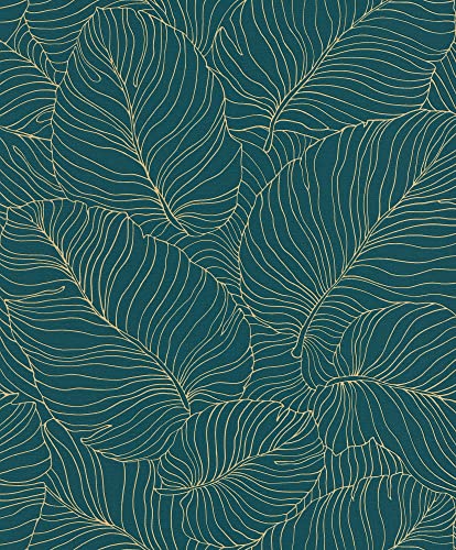 Isa Banana Fond D'écran pour Salon, Boutique, TV, Chambre, Couloir, Décoration - Moderne Design Graphique Decoratif Papier Peint avec Motif de Feuille de Bananier - Métallique Tropical Fond D'écran
