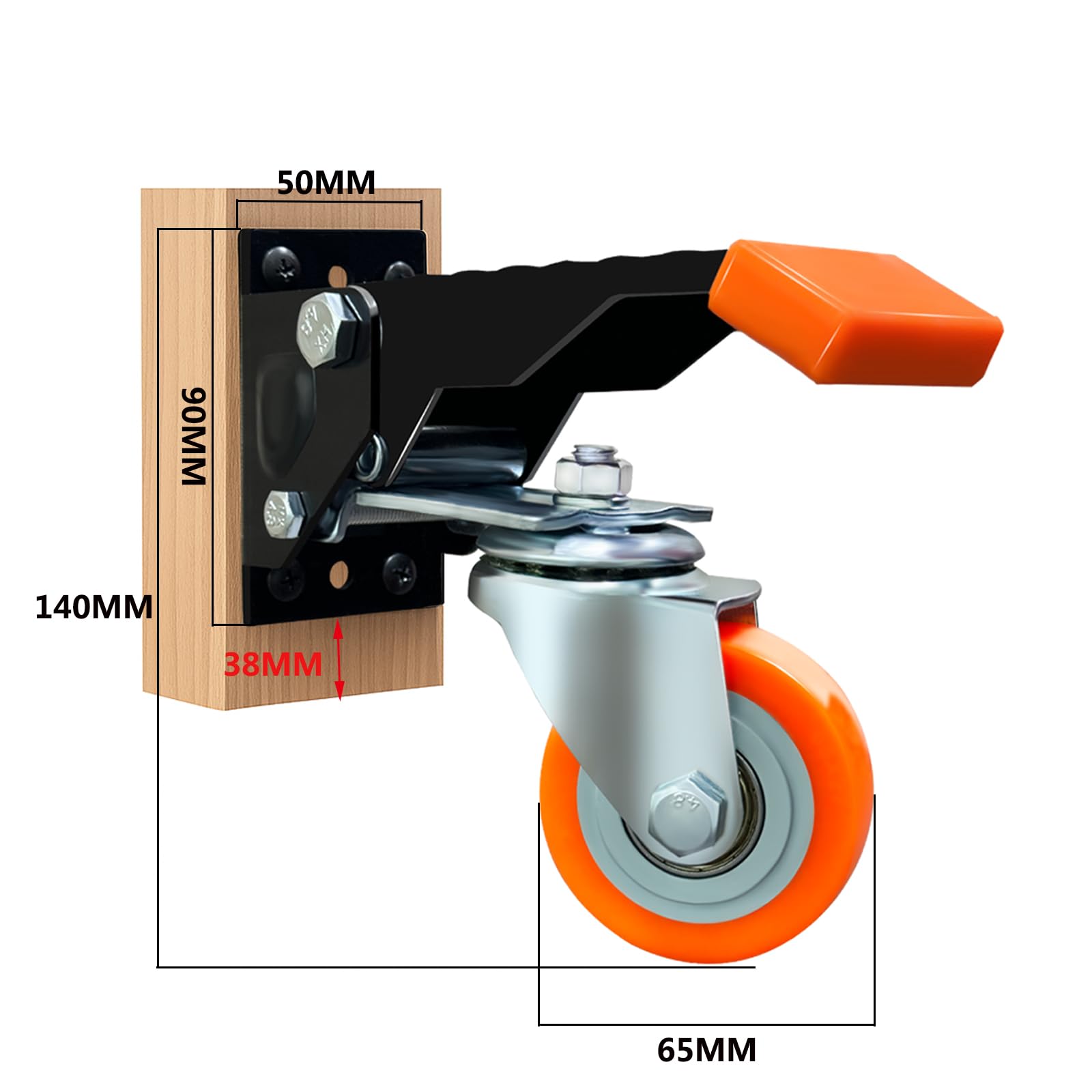 Rotelle per banco da lavoro da 65 mm, set da 4 ruote per il trasporto fino a 300 kg, ruote girevoli con funzione di sollevamento e abbassamento per banchi da lavoro, macchine, tavoli