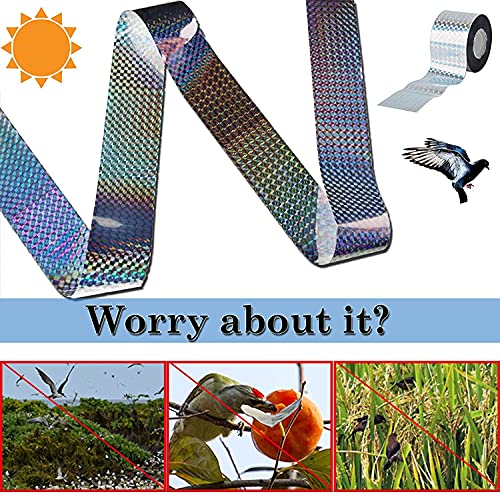 PIQIUQIU 80 m x 4.5 cm Vogelabwehr Vogelband zur Abschreckung, Abwehrband Vogel Band Reflexion Reflektorband zur Vogelabwehr