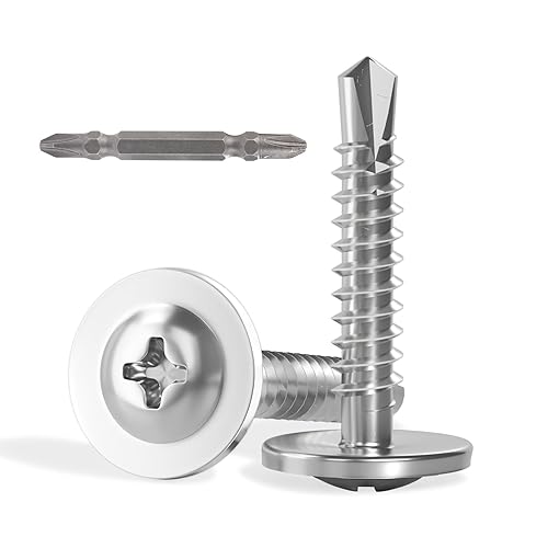 VGBUY 170 tornillos autoperforantes para metal, tornillos autorroscantes de chapa metálica de acero inoxidable 410 #10 x 34 pulgadas, tornillos