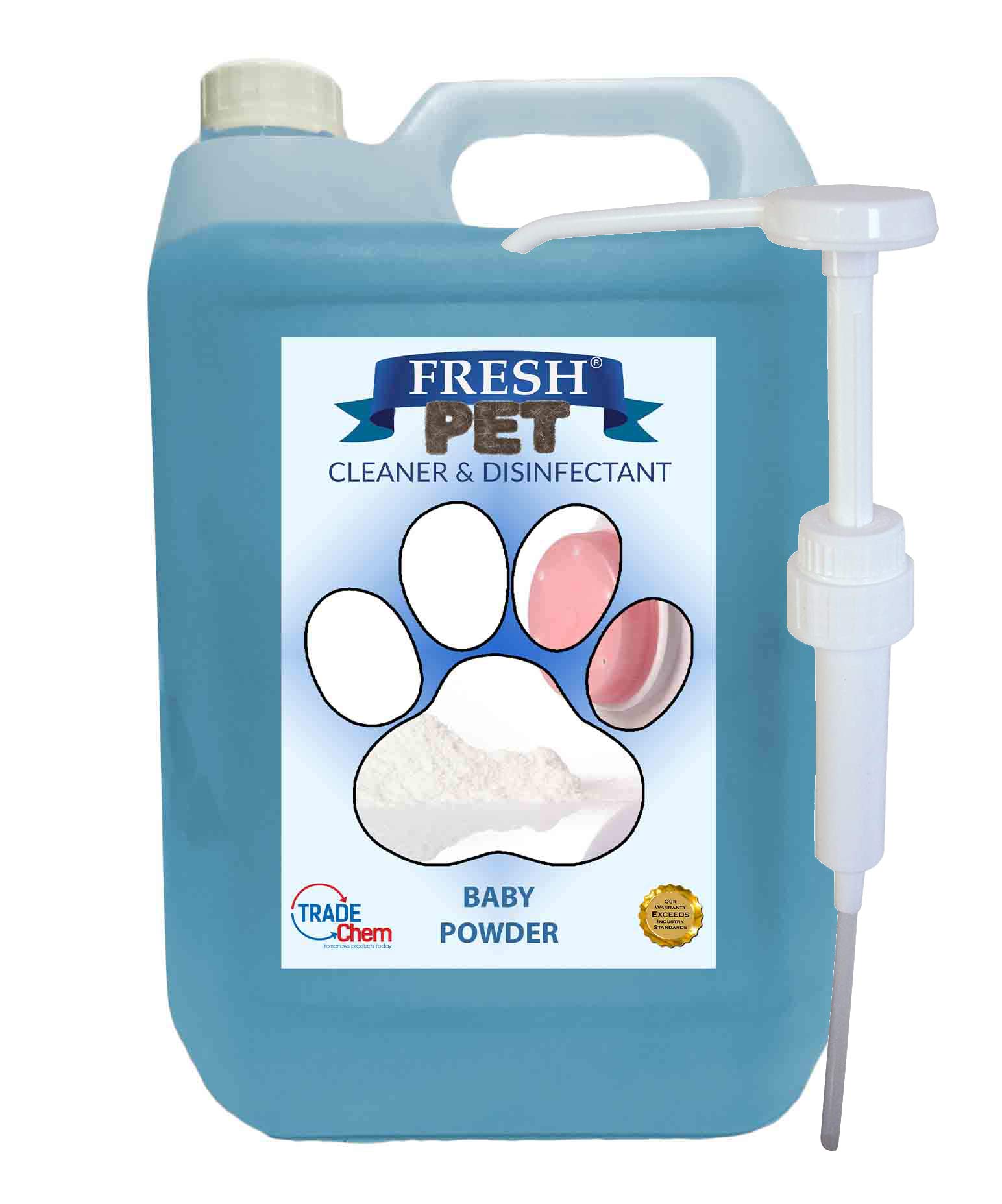 Fresh Pet Kennel/Cattery Disinfectant & Deodoriser 5L BABY POWDER- WITH PUMP