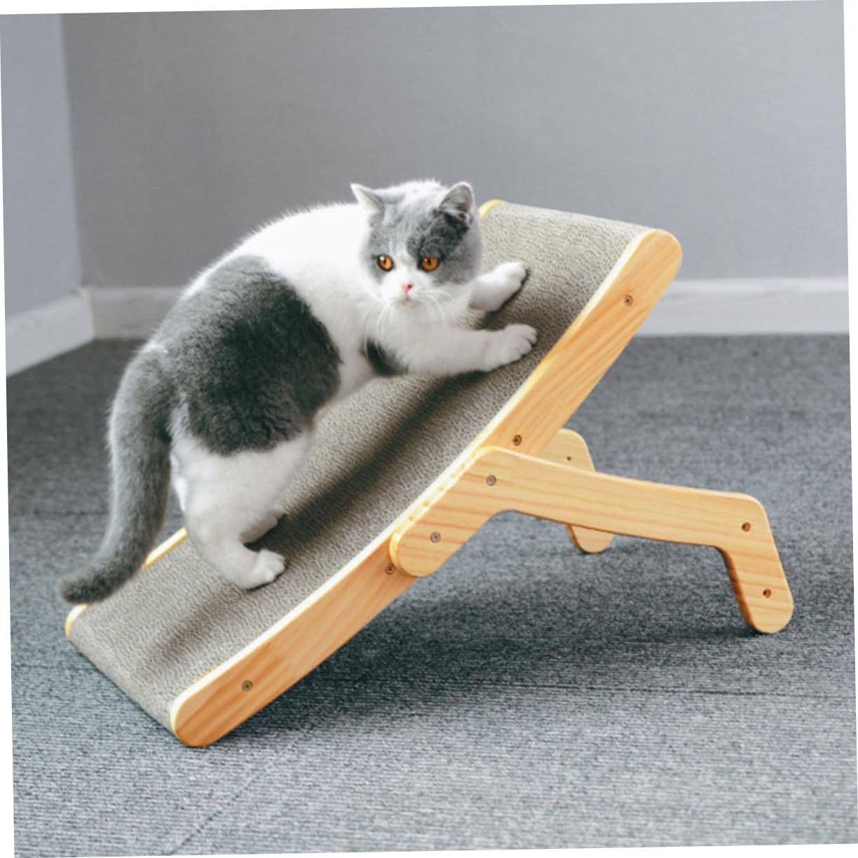 Rascador de Gato de Madera y Cartón Ondulado para Reducir Comportamiento Destructivo y Proteger Muebles