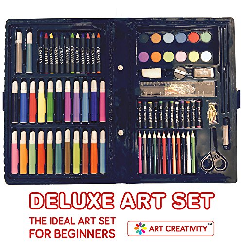 Deluxe Art Set For Kids By Art Creativity - Ideal Beginner Artist Kit Includes 101 Pieces - Watercolor, Crayons, Colored Markers, Color Pencils And More + Bonus Coloring Book #TOP2