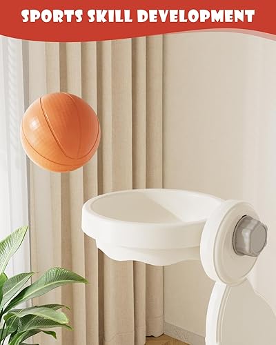 Miniatura 8 de Glaf Juego de tobogán y columpio para niños pequeños 4 en 1, juego para exteriores para niños pequeños de 1 a 3 años, tobogán para bebés con aro de