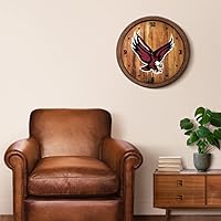 Vista 477 de The Fan-Brand NCAA Oklahoma Sooners: Faux Barrel Top Wall Clock Sports Team Bar Sign Décor - Home Man Cave, Party Decoration - Made On Demand