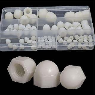 Nylon Acorn Nut Metric Thread Inner Threaded Protection Cover Hex Shaped Cap Nut M3 M4 M5 M6 M8 M10 M12 Assortment Kit White 80pcs