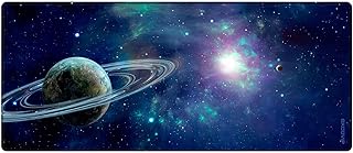 لوحة ماوس ألعاب كبيرة ولوحة مفاتيح مضادة للانزلاق مع حواف مخيطة من اكسكوفيب 700 × 300 ملم تصميم كوكب ساطع - موديل 0054 أكريليك