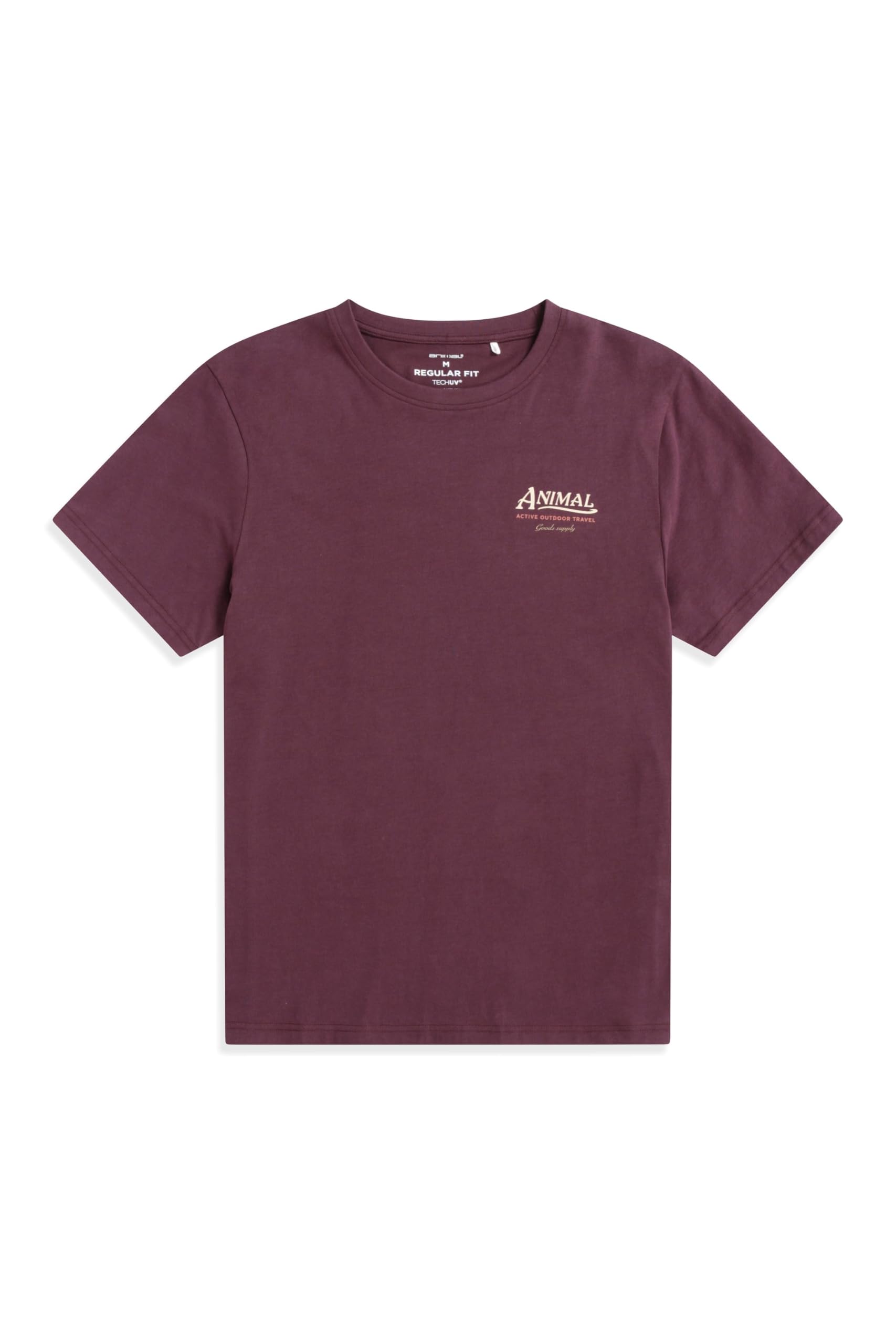 Animal Jacob Mens Cotton T-Shirt - Lightweight & Comfortable Tee in Soft Fabric, Relaxed fit - for Spring Summer, Beach, Holiday & Travel Dark Burgundy M