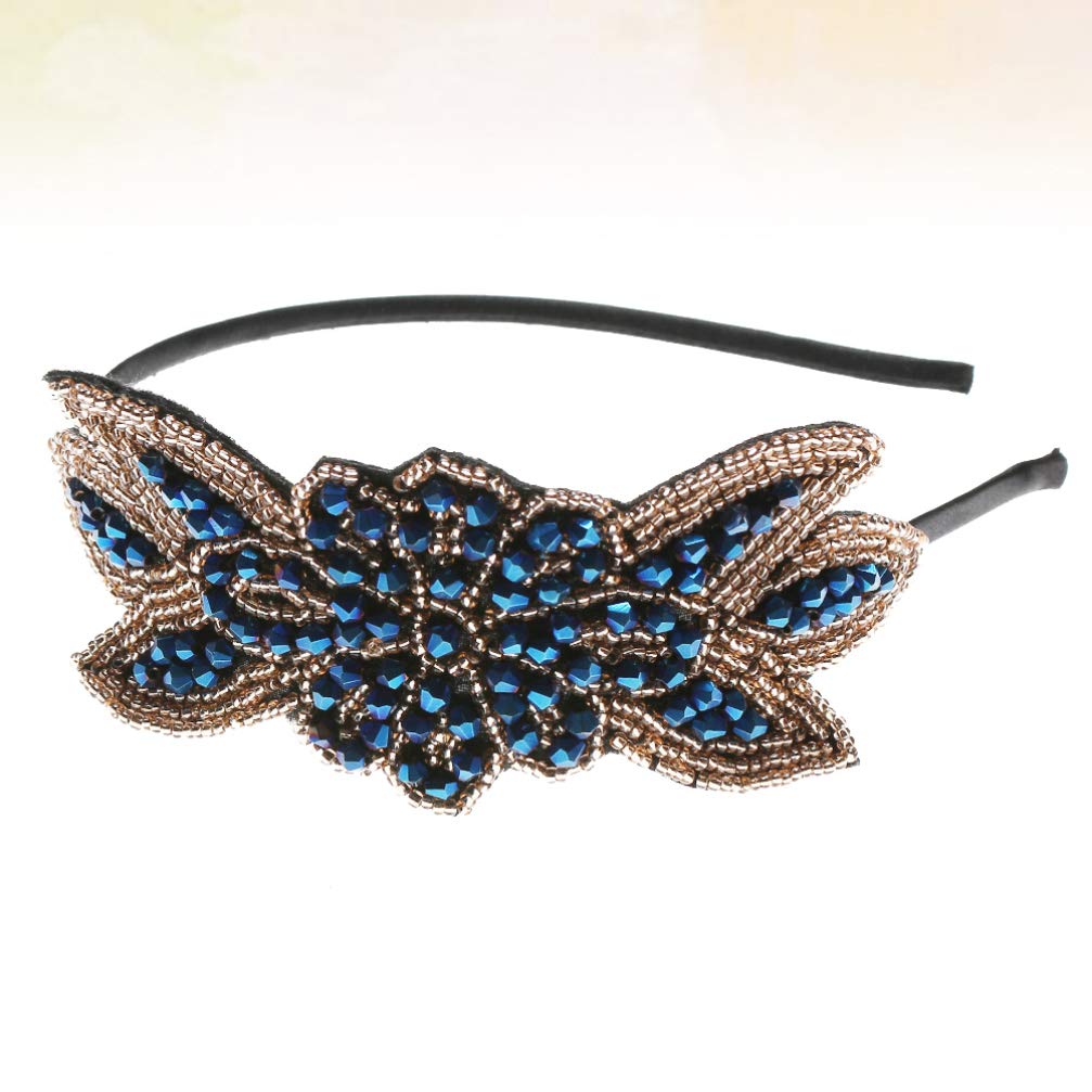 Beaupretty Retro 1920s Hairband Flapper Headpiece with Leaf Design, Rhinestone Beadwork for Women's Theme Party