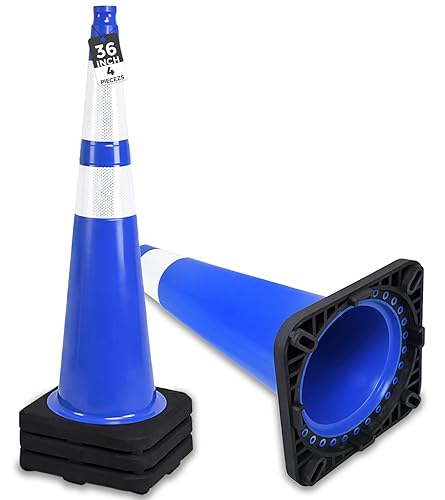 Miniatura 31 de BESEA Paquete de 6 Conos de Seguridad de Tráfico de 36 Pulgadas, Conos de Estacionamiento Verdes para Carretera, Conos de Construcción