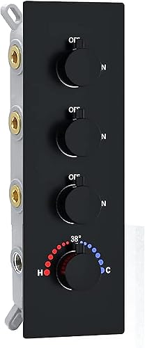 Válvula de grifo de ducha de 3 salidas con desviador, todas las funciones pueden funcionar juntas, kit de válvula de control de ducha oculta de 3