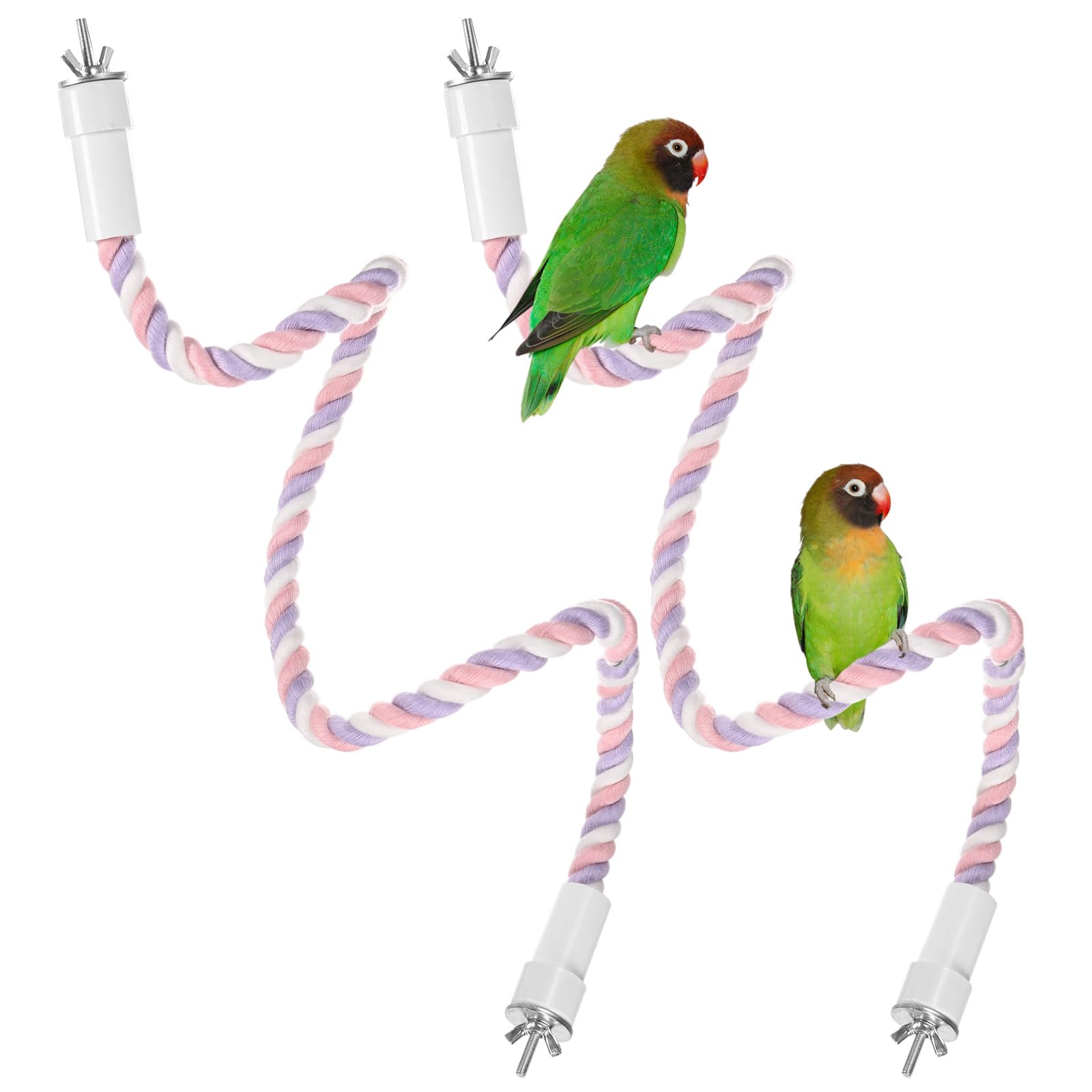 M METERXITY 2-Pack Rope Perches for Bird Cages 31.5 in Length Comfort Grip Flexible Rope Perch Beak & Paw Grinding for Parrots/Cockatiels/Parakeets