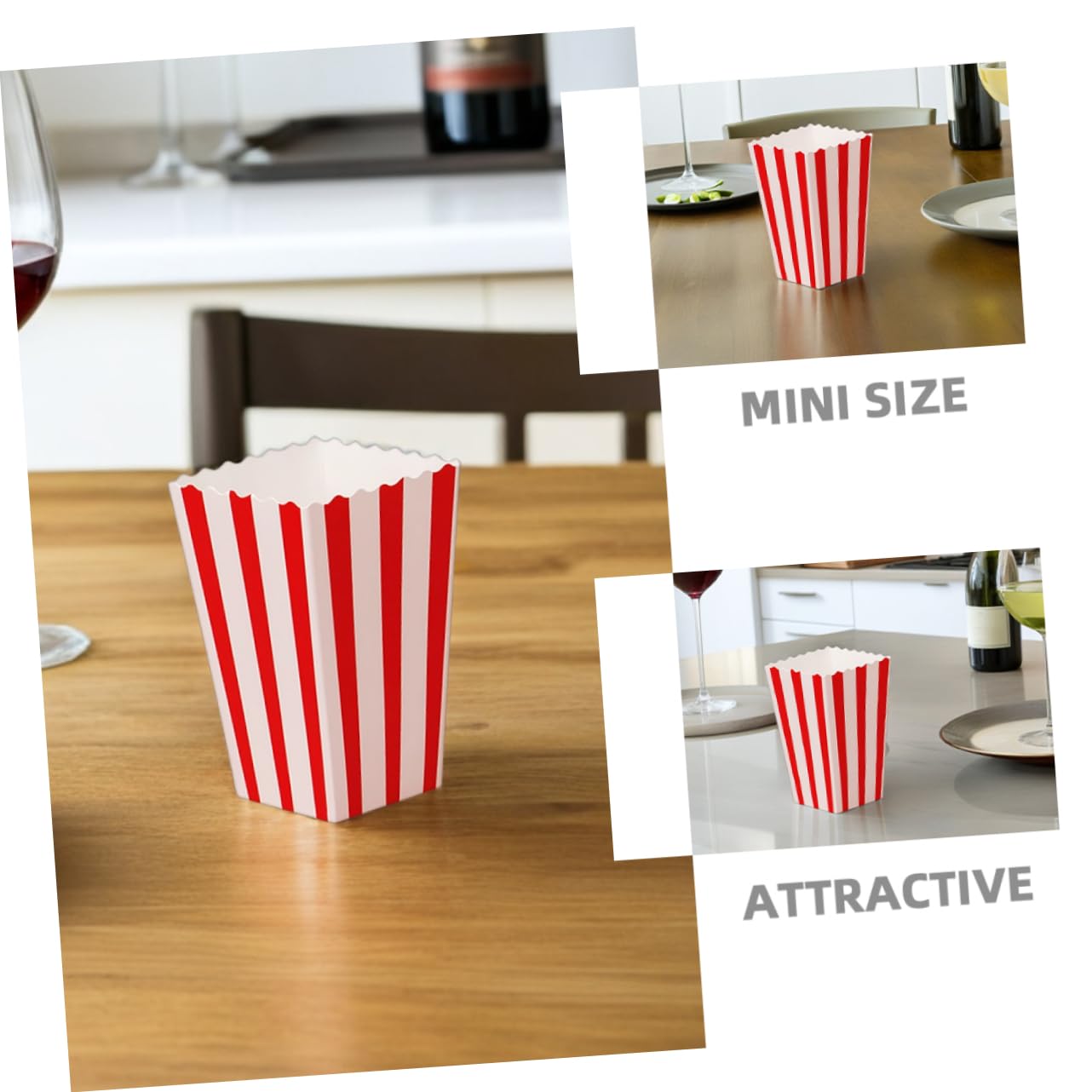 60 Pezzi Sacchetti Snack Rosso e Bianco per Contenitori per Popcorn Individuali per Cinema
