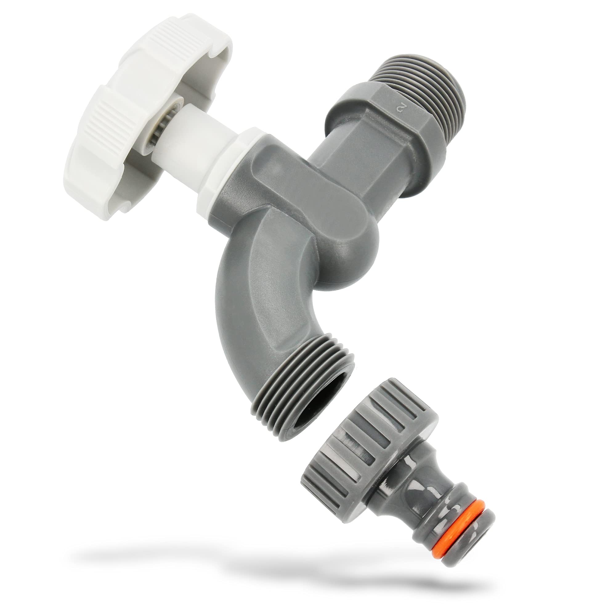 BRADAS Bateria ogrodowa, z tworzywa sztucznego, 3/4" x 3/4", zapasowy zawór do zbiornika na deszczówkę, wąż ogrodowy z adapterem do węża