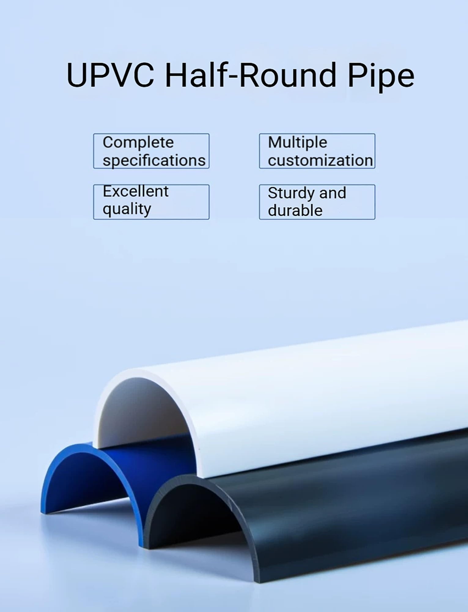 Canalón Semicircular U-PVC para Drenaje de Agua de Lluvia | Paquete de 2 tubos semicirculares sólidos con diseño de pared gruesa for drenaje de agua(Red,1.3in(32mm)/3.28ft)
