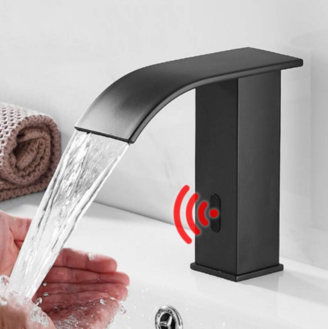WLWLEO Smart Touchless Sensor Faucet, Waterfall Hands Free Vanity Basin Water Tap Automatic Induction Sink Taps for Kitchen Bathroom Hardware, Easy Installation,A